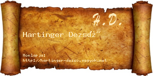 Hartinger Dezső névjegykártya
